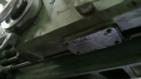 Bottom view of lathe machine in the turning workshop or the plant Stock Footage 87467287
