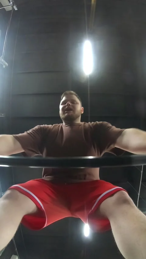 Bottom view man at the gym Stock Footage 241806742