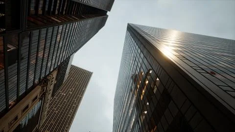 Bottom view of modern skyscraper in business district Stock Illustration
