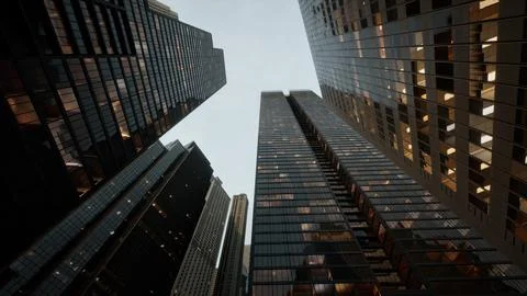 Bottom view of modern skyscraper in business district Stock Illustration