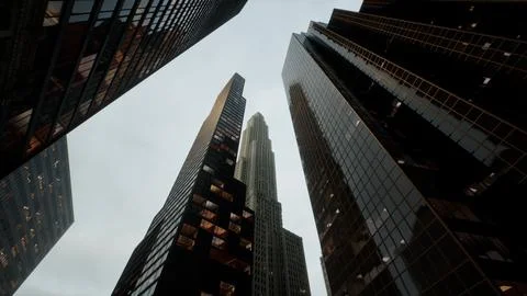 Bottom view of modern skyscraper in business district Stock Illustration