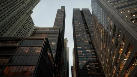 Bottom view of modern skyscraper in business district Stock Illustration
