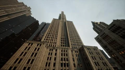 Bottom view of modern skyscraper in business district Stock Illustration
