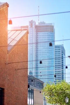 Bottom view of modern skyscraper Stock Photos