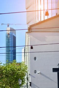 Bottom view of modern skyscraper Stock Photos