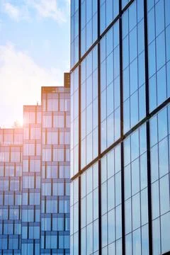 Bottom view of modern skyscraper Stock Photos