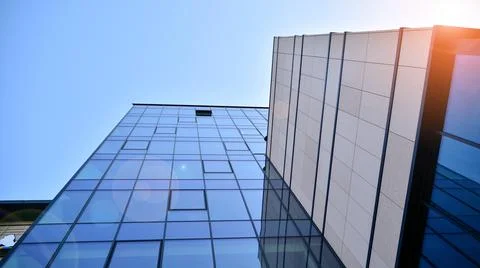 Bottom view of modern skyscraper Stock Photos