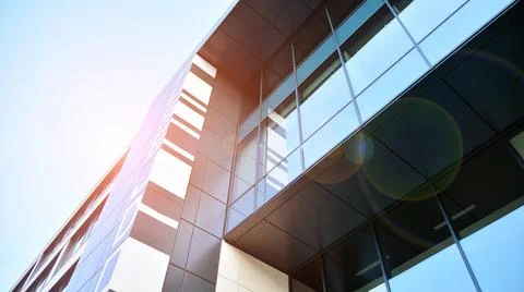 Bottom view of modern skyscraper Stock Photos