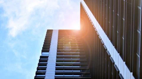 Bottom view of modern skyscraper Stock Photos