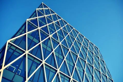 Bottom view of modern skyscraper Stock Photos