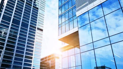 Bottom view of modern skyscraper Stock Photos