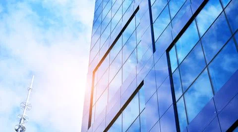 Bottom view of modern skyscraper Stock Photos