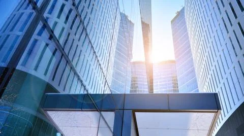 Bottom view of modern skyscraper Stock Photos
