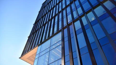 Bottom view of modern skyscraper Stock Photos