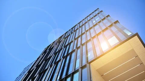 Bottom view of modern skyscraper Stock Photos