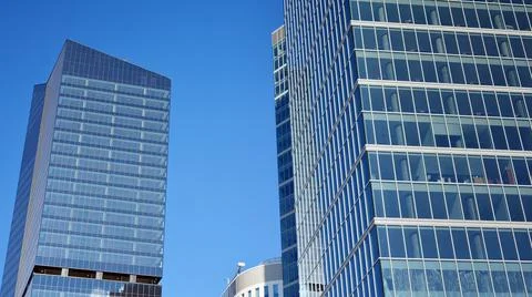 Bottom view of modern skyscraper Stock Photos