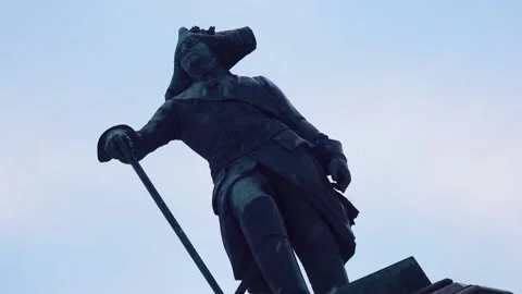 Bottom view of monument to Emperor Paul l in Gatchina on a winter day, Russia Stock Footage 226630056