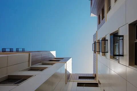 Bottom view of a multi-storey building. copy the space for your design Foto stock