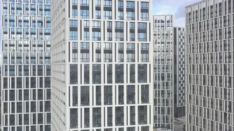 Bottom view of office building window close up Stock Footage 151173824