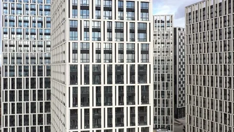 Bottom view of office building window close up Stock Footage 151276466