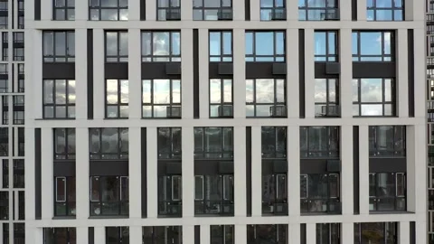 Bottom view of office building window close up Stock Footage 151276763