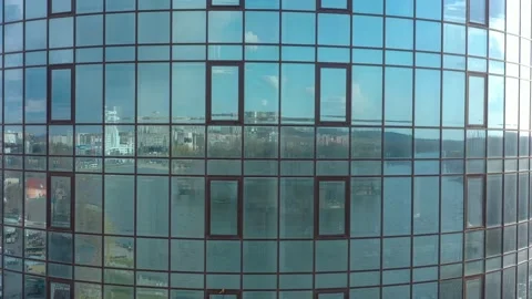 Bottom view of office building window close up Stock Footage 152999249