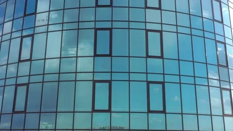 Bottom view of office building window close up Stock Footage 152999318
