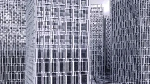 Bottom view of office building window close up Stock Footage 165849618