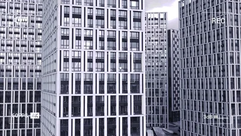 Bottom view of office building window close up Stock Footage 165849632