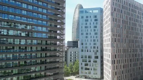 Bottom view of office building window close up, reflection and perspective. Stock Footage 244809544