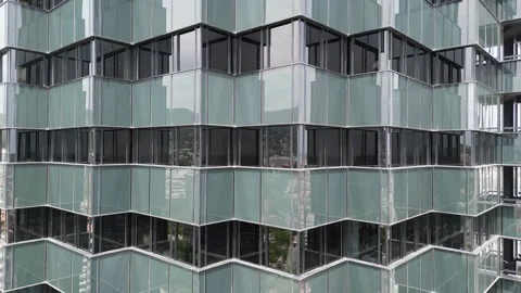 Bottom view of office building window close up, reflection and perspective. Stock-Footage 244816591