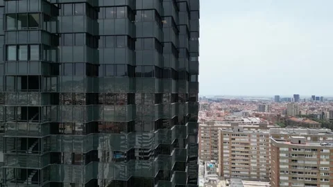 Bottom view of office building window close up, reflection and perspective. Stock Footage 244816676