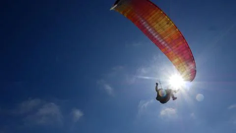 Bottom View Paraglider in Sun Stock Photos