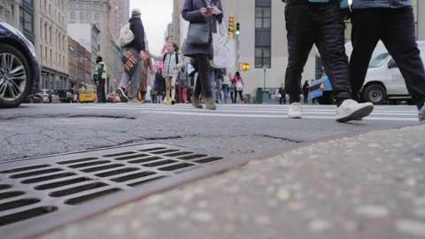 Bottom view of a pedestrian crossing Stock Footage 130847461
