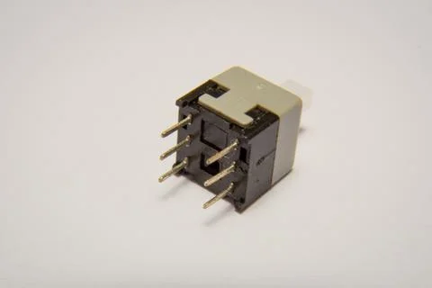 Bottom view of a push button, commonly used with arduino Stock Photos