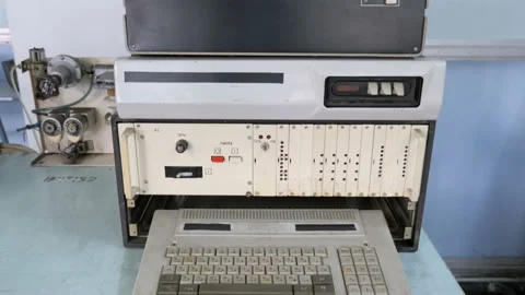 Bottom-Up View Of Retro Old Fashioned Personal Computer Stock Footage 98419217