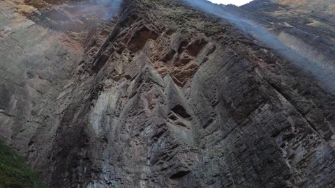Bottom-up view of sheer wall of Mount Roraima, Canaima National Park, Venezuela Stock-Footage 245500302