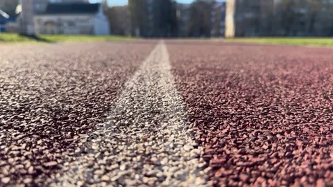 A bottom view showing the markings of a running track Stock Footage 332420519