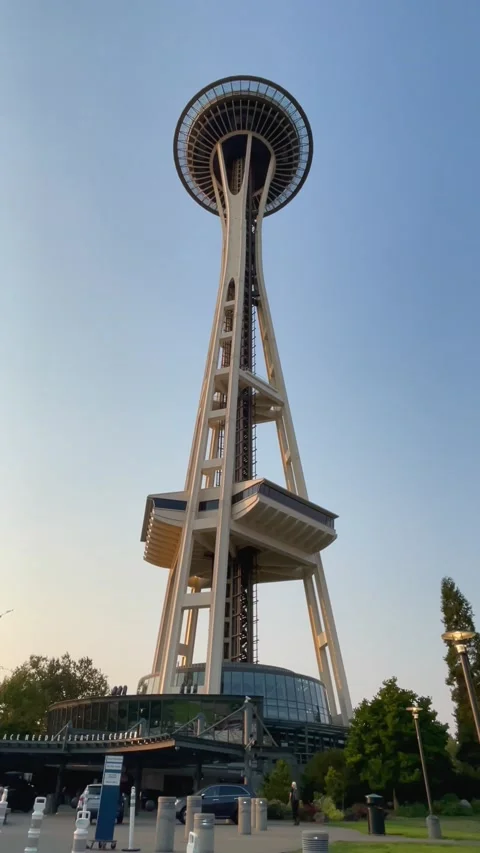 Bottom view on the Space Needle. Seattle, Washington, USA - 10 September 2022 Stock Footage 219896408
