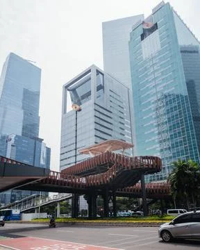 Bottom view, a tall and rectangular office building looks minimalist Stock Photos