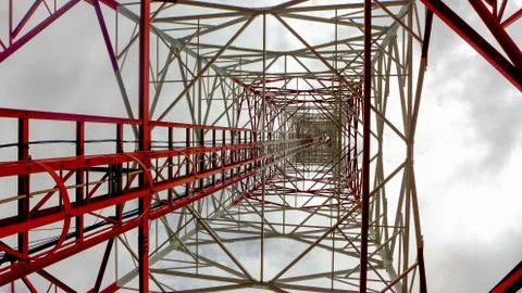 Bottom view for telecommunication tower Stock Photos