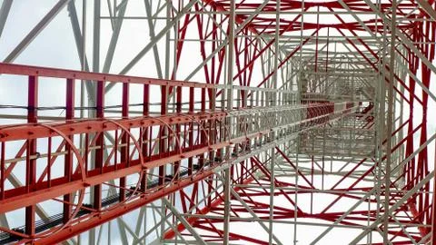 Bottom view for telecommunication tower Stock Photos