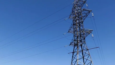 Bottom view on the tower of power a day, Sunny, summer, clean blue sky without c Stock Footage 82230419