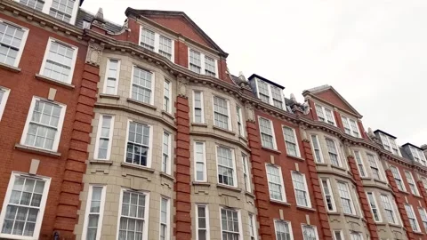 Bottom view of traditional, historical, typical buildings in London. Stock Footage 299715620