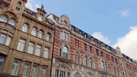 Bottom view of traditional, historical, typical buildings in London. Stock Footage 299715789