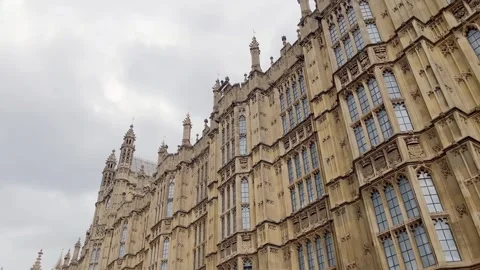 Bottom view of traditional, historical, typical buildings in London. Stock Footage 299715896
