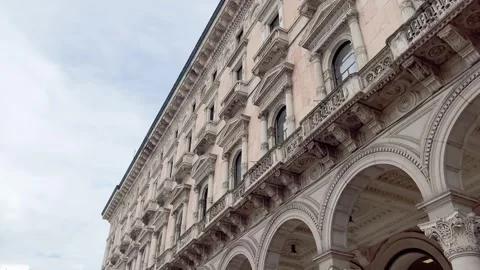 Bottom view of traditional, historical, typical buildings in Milan. Stock Footage 299716070
