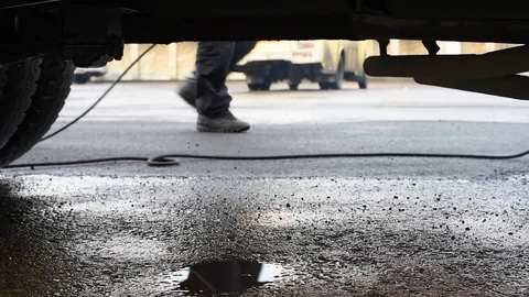 Bottom view from under the car Stock Footage 107089394