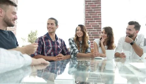 Bottom view.creative team talking Stock Photos