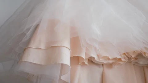 Bottom of wedding dress detail Stock Footage 119531553